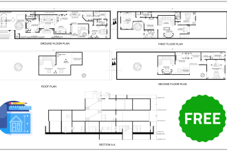 draw 2d villa floor plan, section elevation in autocad
