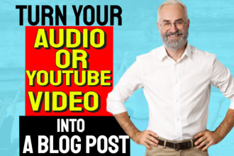 turn your audio or youtube video into a blog post, pdf, or epub