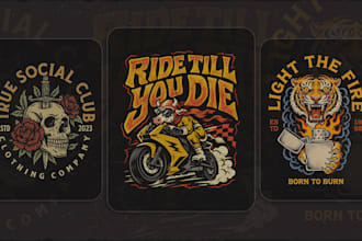 design custom hand drawn vintage retro t shirt graphics
