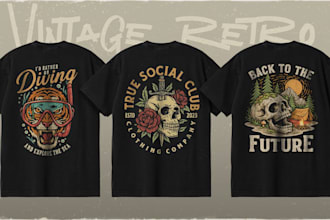 design retro vintage t shirt design for clothing brand