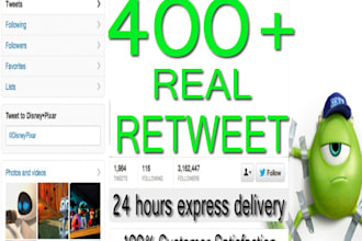 and I will give you 400 real retweets or Twitter followers