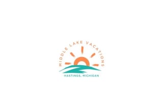 design badge logo for summer vacation rental house on all sports lake michigan