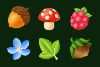 create 2d icons, objects, assets, props for the game