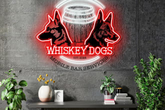 design neon logo mockup in pop art and uv print style