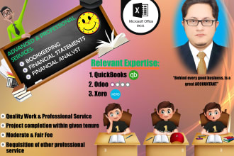 do accounting and bookkeeping in quickbooks online, xero, odoo, sage and excel