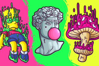 draw pop trippy illustrations for stickers