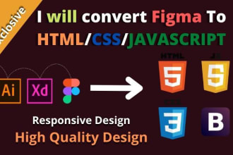 convert figma to html, psd to html, sketch xd to html css