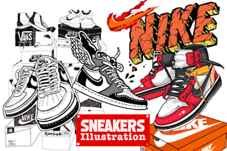 draw sneakers icon illustration with thick lines for you