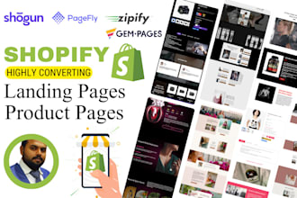 create shopify landing and product page with pagefly, gempages, shogun, zipify