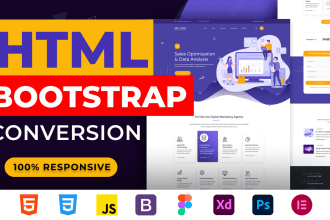 convert figma to html css, xd to html responsive bootstrap 5