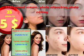 do retouch, photo edit, and background remove in photoshop