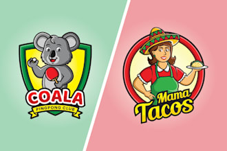 design a cartoon character logo with emblem style
