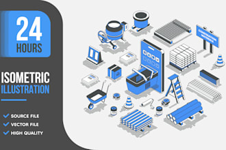 design professional isometric illustration in 24 hours