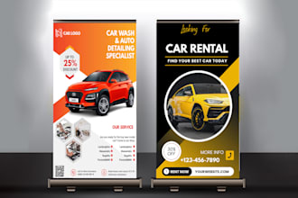 design car wash posters and restaurant menu flyers