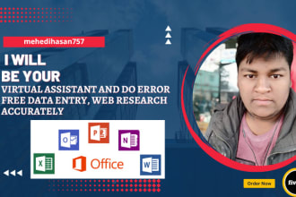 be your virtual assistant and do error free data entry, web research accurately