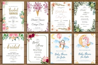 design invitations for bridal shower, baby shower or wedding invitations