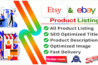 do list your products on etsy and ebay with SEO titles, tags