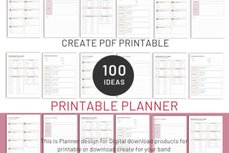 digital products printable planner as your request
