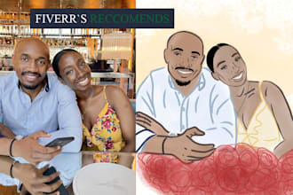 illustrate photo, draw cartoon custom photo illustration