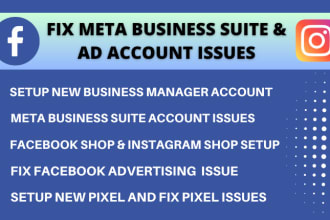 fix or setup facebook ad account meta business manager suite and pixel issues