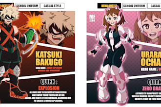 create my hero academia anime character sheet design