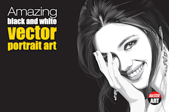 draw amazing black and white vector portrait art