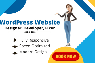 design modern wordpress website on godaddy bluehost hostinger