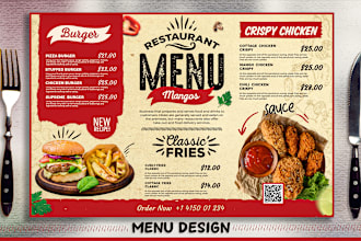 design creative restaurant menu, digital menu, food menu design