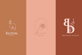 design hand drawn feminine botanical boho logo with free social media kit
