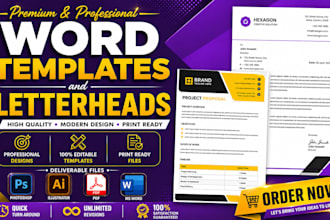 create proposal word template, report letterhead