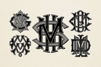create a hand drawn three letter monogram