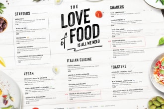 design modern attractive food restaurant menu