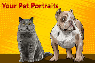 draw a cute comic portrait of your pet
