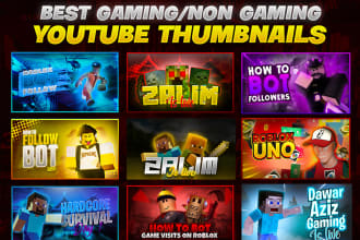 design roblox, minecraft gaming thumbnail for youtube