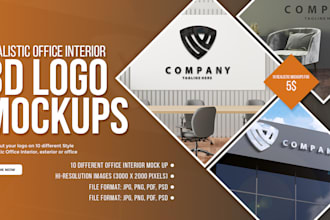 design realistic and eye catching office interior branding logo mockup