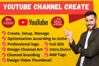 create, setup, optimize and design youtube channel