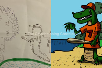 recreate your kids drawing as a cartoon