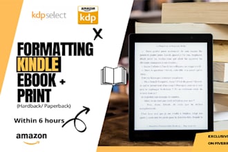do layout design and book formatting for KDP paperback, kindle ebook formatting