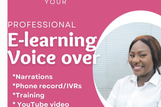 record a pro friendly calm engaging  female voice over for your elearning course