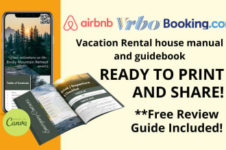 design professional airbnb house manual, welcome book, guidebook