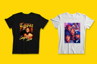 design a vintage old school 90s rap tshirt mockup