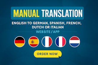 translate english to german, spanish, danish, dutch or italian website app