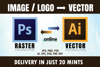 convert files to vector ai psd png eps pdf svg dst within 20 mints