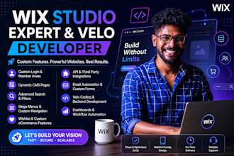 develop wix studio, velo code, apis and custom features
