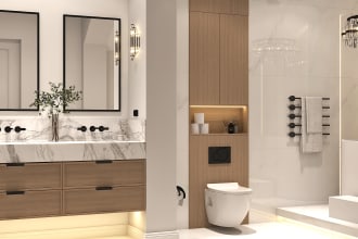 modern bathroom interior design and 3d rendering