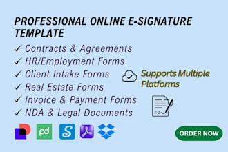 create professional docusign, pandadoc, signnow  esignature template