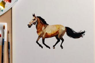 illustrate custom watercolor animals, birds or objects