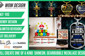 create one of a kind shineon, gearbubble necklace, message card designs