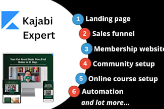 be your kajabi website, sales funnel, online course and kajabi expert