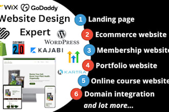 wordpress, wix, shopify, gohighlevel, weebly, godaddy, cf, kajabi website expert